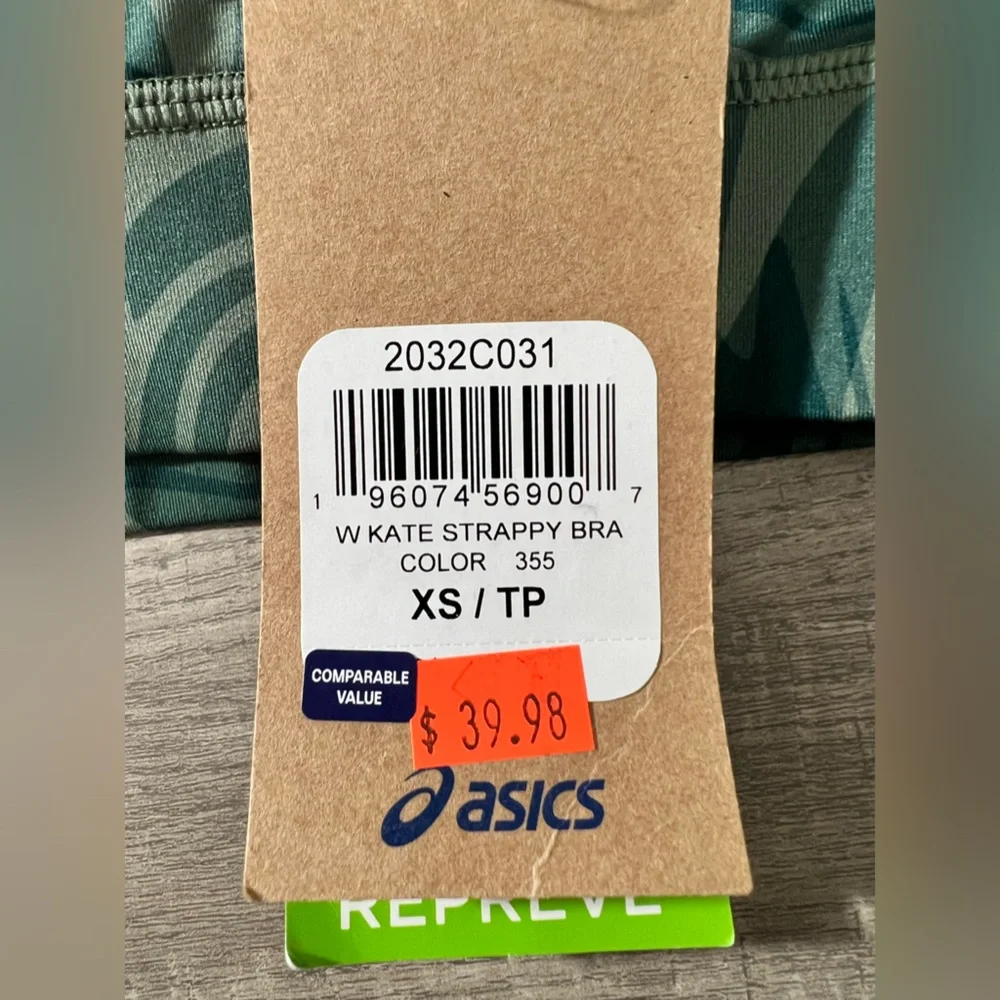 ASICS‎ kate strappy medium support sports bra bralette removable pads green XS